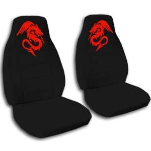 Black seat covers with a Red Dragon for a 2006 to 2012 Chevy Impala 