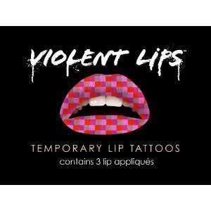 Violent Lips   The Multi Checkered   Set of 3 Temporary Lip Appliques