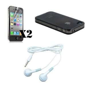 Verizon Iphone 4 4G Glossy Flexible TPU CASE GREY With 2pcs Screen 