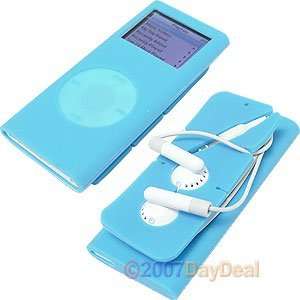  Blue Skin Cover w/ Headphone Storage for Apple iPod nano 