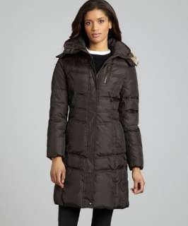 Marc New York chocolate quilted down filled coyote fur hood jacket