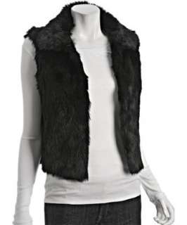 Adrienne Landau black rabbit fur vest   