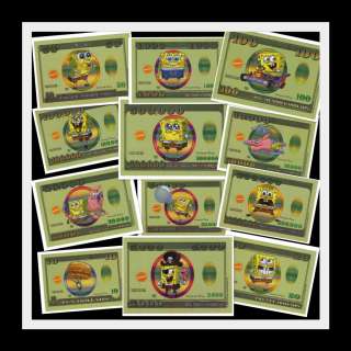 NEW ~ COMPLETE SET OF 12 ~ LARGE SPONGEBOB SQUAREPANTS  MONEY