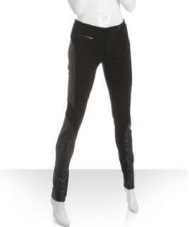 Rag & Bone black stretch leather trim skinny leg pants   up to 