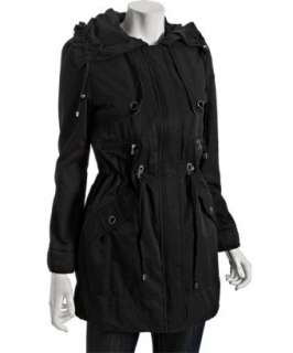 Kenneth Cole New York black cotton blend faille hooded anorak 