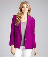 Drew violet silk 1 button long boyfriend blazer style# 318691901