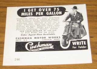 1950 VINTAGE AD~CUSHMAN MOTOR SCOOTERS~HUSKY ENGINES  