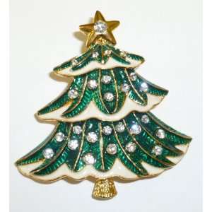  Enamel & Crystal Christmas Tree Pin Jewelry