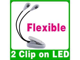 Dual clip on Arm Music book piano Stand LED Light Lamp  