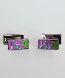 Robert Graham green enamel Surfing surfboard cufflinks   up 