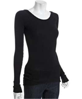 Inhabit black cashmere stretch blend scoop neck low back sweater 