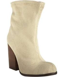 Jeffrey Campbell natural canvas Giddy stacked heel ankle boot 