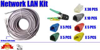 30Meter Network Ethernet Cable + Crimper + Boots Kit UK  