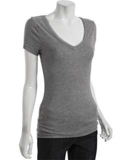 linQ grey heather jersey layered trim v neck t shirt