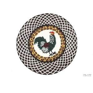   75177R 2.6 x 2.6 Rooster Round Rug   White Black Tan