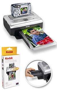   the box with the included Kodak Color Cartridge and Photo Paper Kit