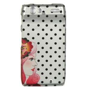   RAZR HARD Protector Case Snap On Phone Cover Black Dots Lady  