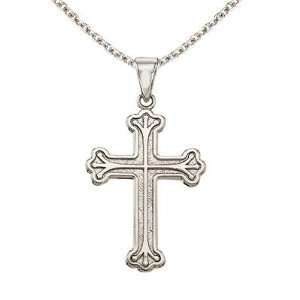  14K White Gold Large Cross Pendant with 18 Chain Jewelry