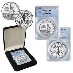    1986 MS70 ANACS Statue of Liberty Silver Dollar Coin Toys & Games