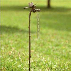 Iron & Glass Verdigris Dragonfly Good Luck Garden Plant Stake Rain 
