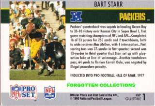 SUPER BOWL I   MVP BART STARR QB PACKERS   Pro Set 1990  