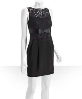 Notte by Marchesa black lace trim bow detailed dress   up to 