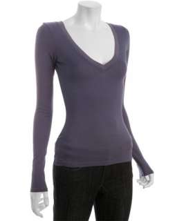 Rebecca Beeson purple cotton v neck long sleeve t shirt