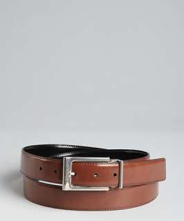 Salvatore Ferragamo black and auburn leather reversible belt