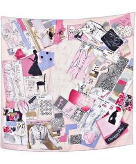 Christian Dior pink swatch silhouette print silk scarf   up to 
