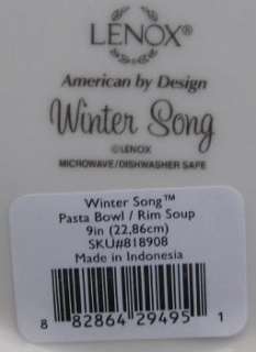   Lenox Winter Song Rimmed Soup or Pasta Bowls 1st Quality NEW  