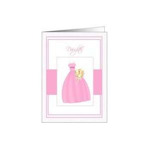  Wedding Attendant Invitations Pink Dress and Bright Bouquet 