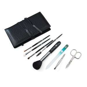 Womens Manicure Set with Makeup Brushes in a Leather Case by Niegeloh 