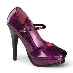   PLEASURE 02G Fuchsia Pearlized Glitter Pat Mary Jane 