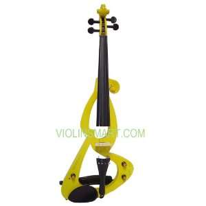  Beginners Yellow Electric Violin 4/4 Full Size Complete 