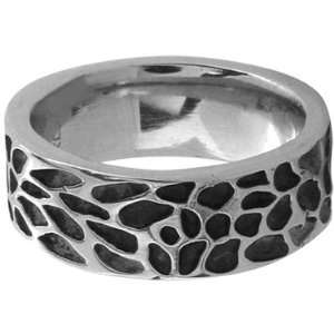   Jewelry Mens Black Pebble Designed 316L Stainless Steel Ring Jewelry