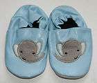   PU LEATHER BABY CRIB SHOES SLIPPERS LIGHT BLUE ELEPHANT 6 12 Months
