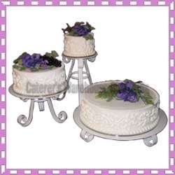 Scrolled Round Wedding Cake Plateau Stand 3 Piece New  