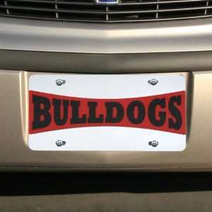   Bulldogs Bow Tie Silver Mirrored License Plate