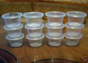   50 Clear Oval Plastic Flexible Containers Jars Lids Ellipso 1oz  