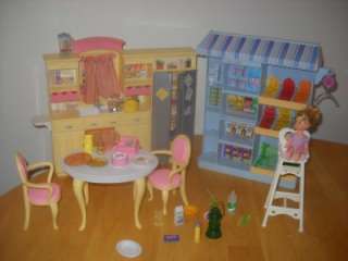 Barbie Play all Day Kitchen Table & Chairs Happy Family Supermarket 