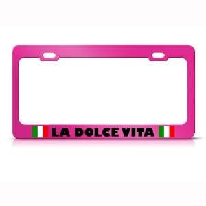  La Dolce Vita Italian Flag Metal license plate frame Tag 