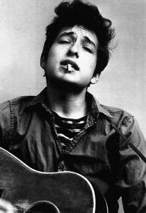 Bob Dylan Poster, Musician Smoking Cig, Playing Guitar  