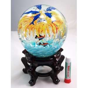  Murano Glass Vase Mouth Blown Art Amber Huge Seaworld 