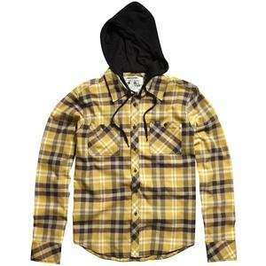   Bylls Long Sleeve Hooded Flannel Shirt   Large/Mustard Automotive