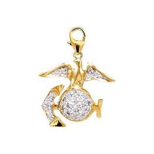  MarineS Logo, 14K Yellow Gold Diamond Charm Jewelry