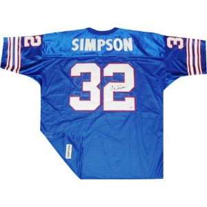  O.J. Simpson Autographed Blue Custom Jersey Sports 