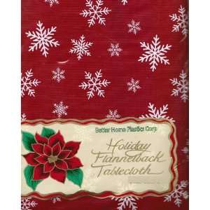 Vinyl Tablecloth with Flannel Back 52 X 70 Oblong Holiday Snowflakes 