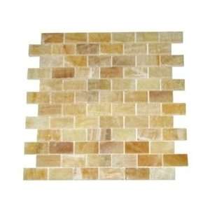  4x4 Sample of 1x2 Honey Onyx Brick Mosaic Tiles 