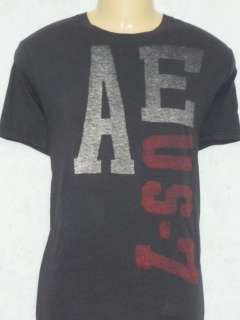 American Eagle Outfitters AEO Heritage Mens Charcoal Red Logo T Shirt 