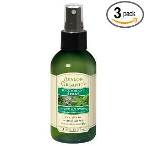 Avalon Rosemary Peppermint Deodorant Spray, 4 Ounce Bottles (Pack of 3 